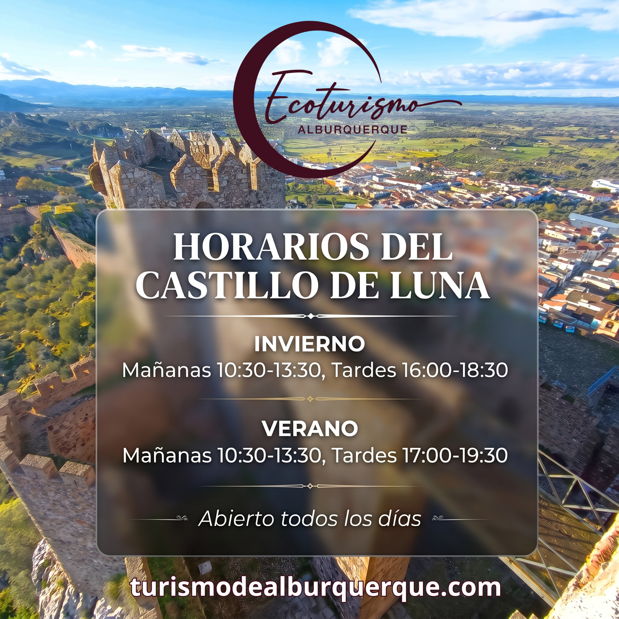 Horarios del Castillo de Luna en Alburquerque: invierno y verano
